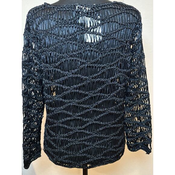 Chico’s Macrame Pullover Sweater Midnight Blue Size 1 (Medium) NWT - Picture 3 of 5